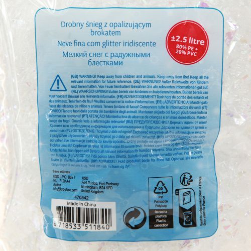 položky Dekorativní sněhové jemné sněhově bílé sněhové vločky duhové 2,5L×4ks