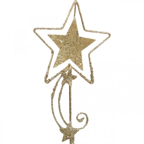 položky Deco plug star zlatá třpytivá V54cm 4ks