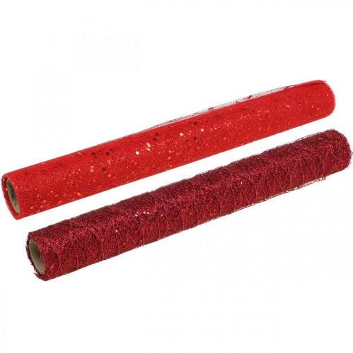 položky Vánoční dekorační látka Polyester Červená x 2 různé 35x200cm
