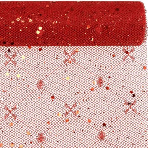 položky Vánoční dekorační látka Polyester Červená x 2 různé 35x200cm