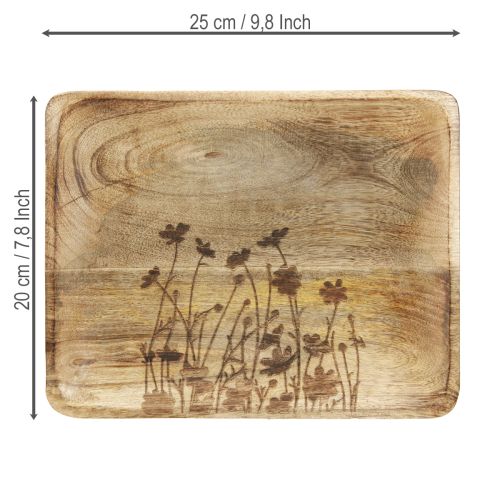 položky Dekorativní tác z mangovníkového dřeva s květinovým vzorem tác 25×20cm