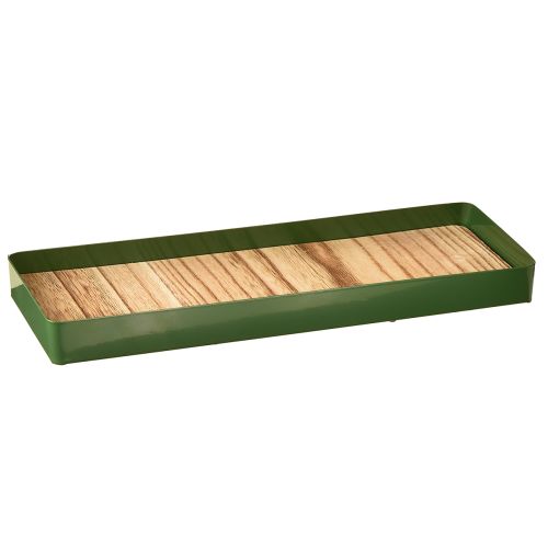 Dekorativní tác kovový dřevěný kovový tác zelený 35,5×11×3cm 2ks