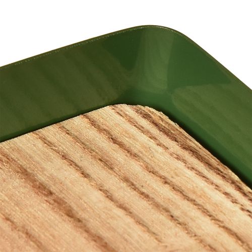 položky Dekorativní tác kovový dřevěný kovový tác zelený 35,5×11×3cm 2ks