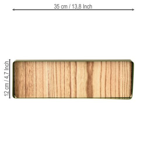 položky Dekorativní tác kovový dřevěný kovový tác zelený 35,5×11×3cm 2ks