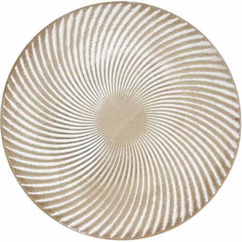 Dekorativní talíř kulatý bílohnědé drážky stolní dekorace Ø30cm V3cm