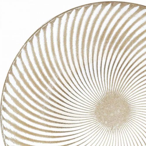 položky Dekorativní talíř kulatý bílohnědé drážky stolní dekorace Ø40cm V4cm