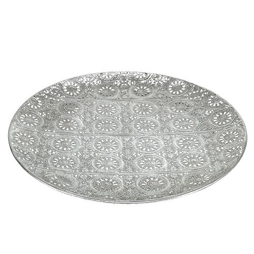 položky Dekorativní talíř stříbrný s ornamentem Ø32cm