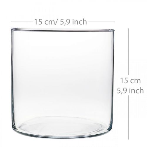 Floristik24 Dekorativní váza skleněný válec čirý Ø15cm V15cm