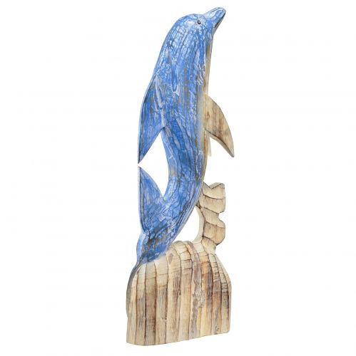 položky Figurka delfína námořní dřevěná dekorace ručně vyřezávaná modrá V59cm