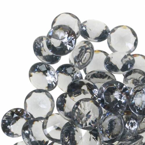 Floristik24 Dekorační kameny diamant akryl šedý Ø1,2cm 175g ozdoba šperku