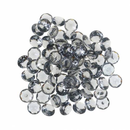 Floristik24 Dekorační kameny diamant akryl šedý Ø1,2cm 175g ozdoba šperku