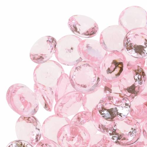 Floristik24 Dekorační kameny diamant akryl světle růžová Ø1,2cm 175g k narozeninové dekoraci