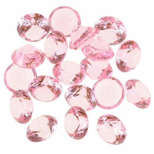 Floristik24 Dekorační kameny diamant akryl světle růžová Ø1,8cm 150g rozptylová dekorace na stůl