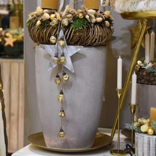 Floristik24 Mini stromové koule, diamant / koule / kužel, stromové závěsy mix starožitného vzhledu Ø3–3,5 cm V4,5–5,5 cm 9ks