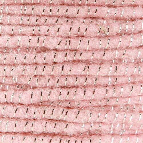 položky Knotová nit Glamour Pink/Stříbrná s drátkem 33m