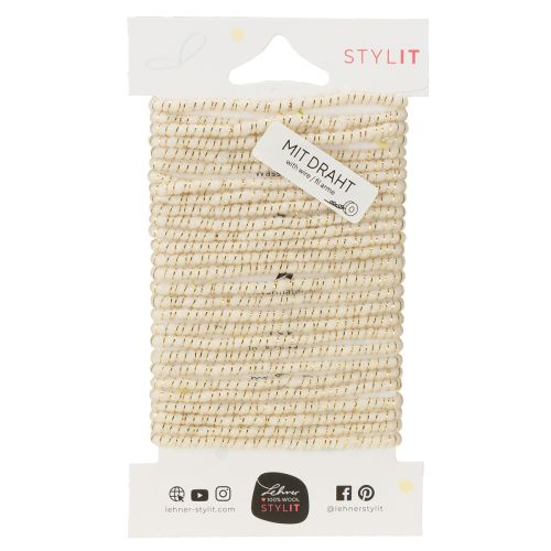 položky Vlněná šňůra bílá se zlatou nití 5m x 5mm s drátkem na dekoraci a tvoření