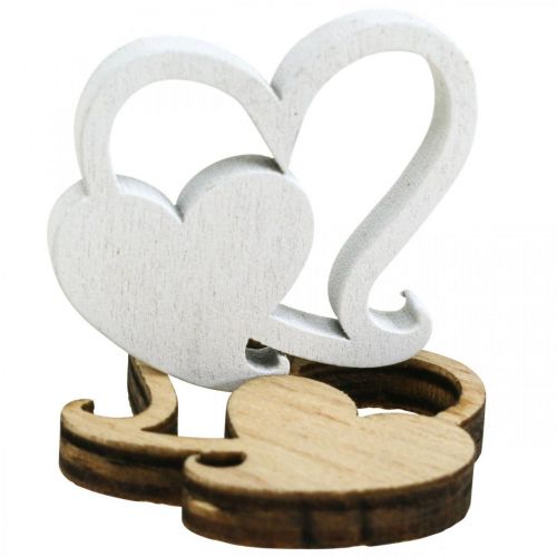 položky Dvojité srdce dřevěné, rozptylová dekorace svatební srdce B3cm 72 kusů
