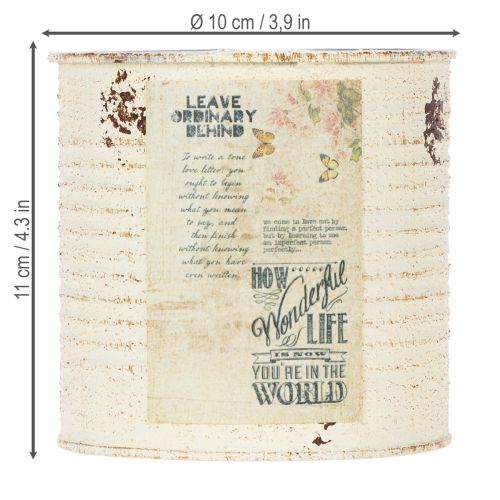 položky Plechový květináč krémový kovový Shabby Chic Ø11cm V10,5cm