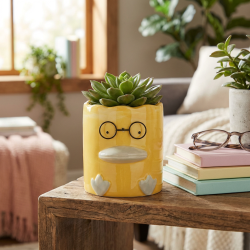 položky Válcová dekorativní keramická váza s kachnou pro stylový domov, 13 cm, 2 kusy