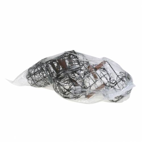 položky Varianta mini drátěného košíku s dřevěnou rukojetí, rezavě hnědá, V10,5–11,5 cm, 9 kusů