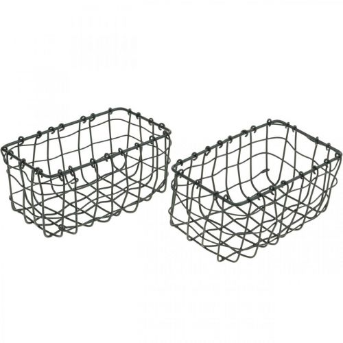 Floristik24 Mini drátěný košík, kovová dekorace, obdélníkový košík na rostliny L13cm V6,5cm 2ks