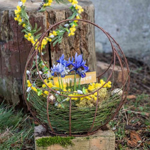 položky Drátěný košík Kovový květináč Jarní dekorace Velikonoční košík Hnědá patina V34cm L30cm