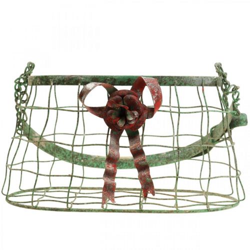 Floristik24 Taška na rukojeť, kovový koš, drátěný květináč, květináč L28,5 cm H33 cm