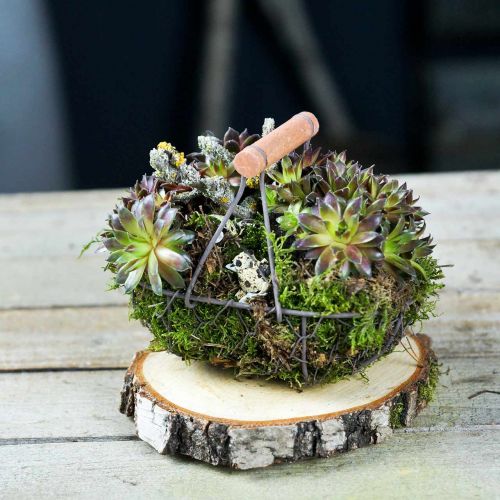 Floristik24 Drátěný koš oválný s rukojetí šedý 17×11cm V15cm 2ks