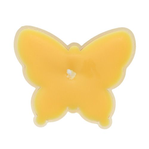 Floristik24 Čajová svíčková vonná motýl Ø4,8cm V2cm žlutá 6ks
