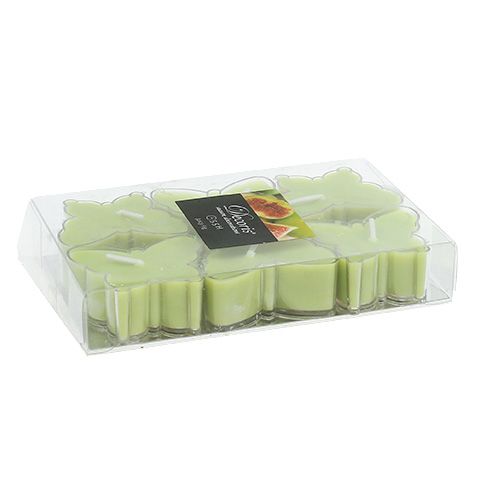 Floristik24 Vonná čajová svíčková motýl Ø4,8cm V2cm zelená 6ks