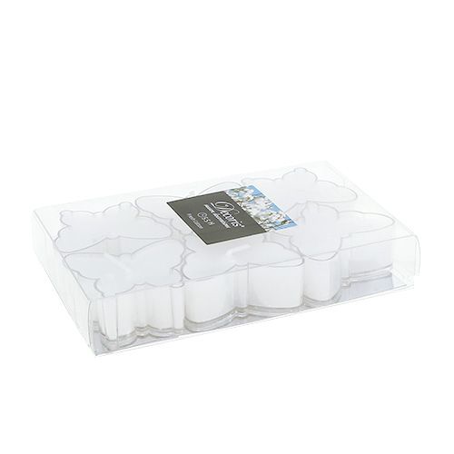 Floristik24 Vonná čajová svíčková motýl Ø4,8cm V2cm bílá 6ks