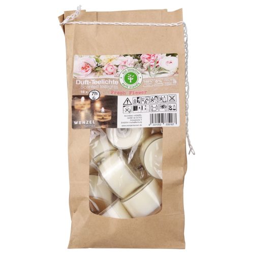 položky Vonné čajové svíčky Fresh Flower vonné čajové svíčky bílé Ø25cm 7h 18 ks