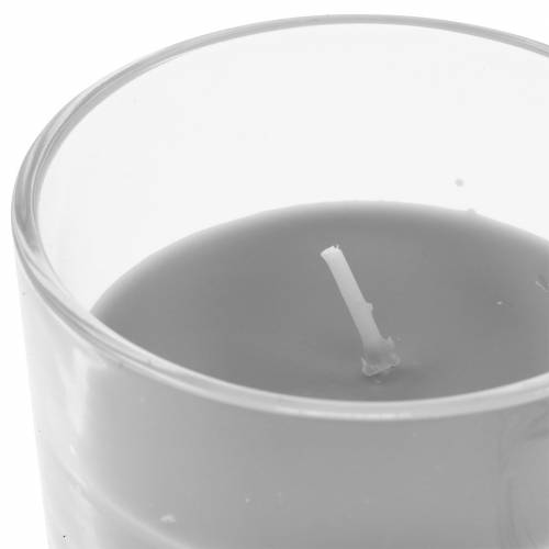 Floristik24 Vonná svíčka ve skleněném vanilkově šedém Ø8cm V10,5cm