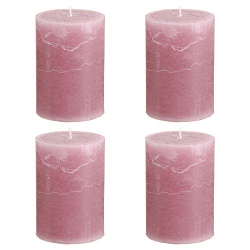 položky Jednobarevné sloupové svíčky růžové starorůžové 70x100mm 4 ks
