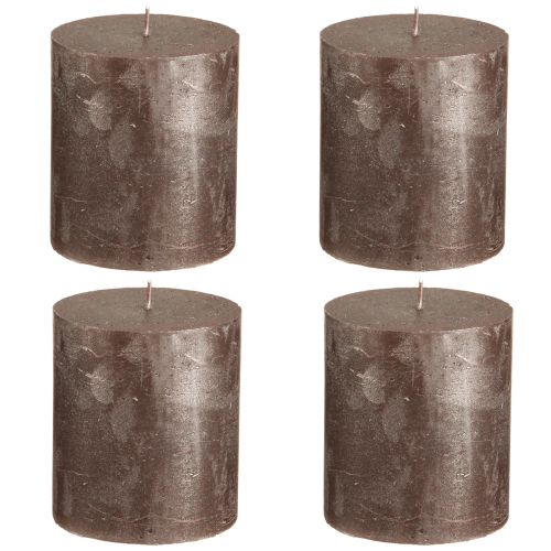 položky Jednobarevné svíčky hnědá měděná metalíza 70×80mm 4 ks