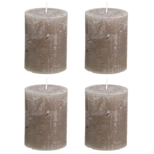 položky Jednobarevné svíčky hnědé sloupové svíčky 60×80mm 4 ks