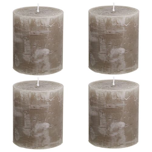 položky Jednobarevné svíčky hnědé sloupové svíčky 70×80mm 4 ks
