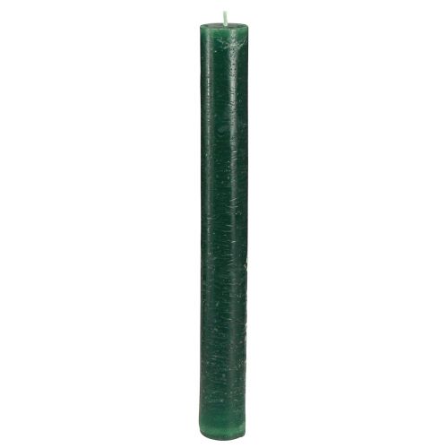 Jednobarevné svíčky tmavě zelené tyčinkové svíčky 34x300mm 4 ks
