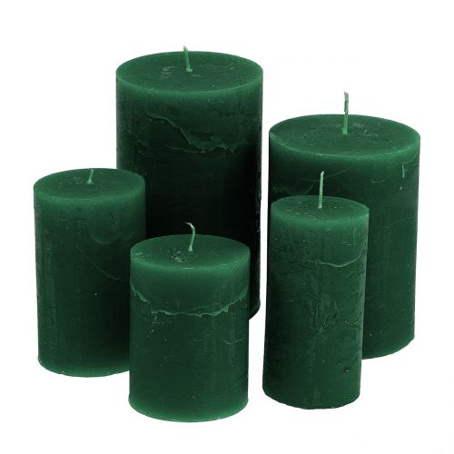 Jednobarevné svíčky, tmavě zelené, různé velikosti