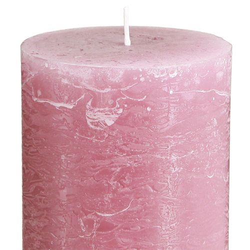 položky Jednobarevné svíčky růžové sloupové svíčky starorůžové 70×120mm 4 ks