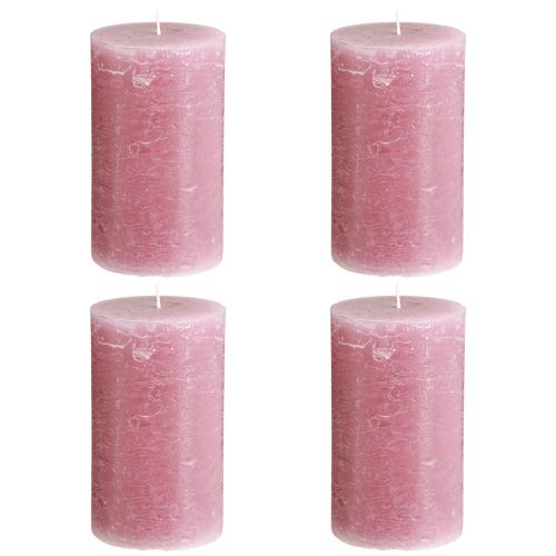 položky Jednobarevné svíčky růžové sloupové svíčky starorůžové 70×120mm 4 ks