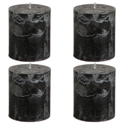 položky Jednobarevné svíčky černé sloupové svíčky 70×80mm 4 ks