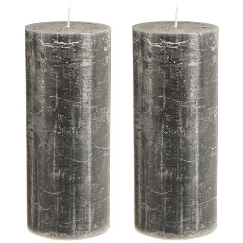 položky Jednobarevné sloupové svíčky v antracitové barvě 85x200mm 2 kusy