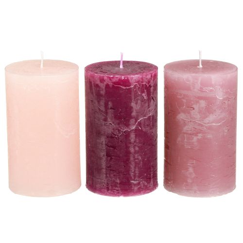 položky Jednobarevné sloupové svíčky 3 barvy Berry 60×100mm 12 ks
