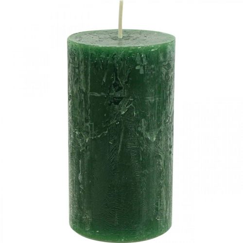 Floristik24 Jednobarevné svíčky Tmavě zelené sloupové svíčky 60×110mm 4ks