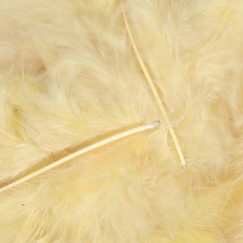 položky Pravé peří pro řemesla ve světle žluté 5cm - 10cm 20g