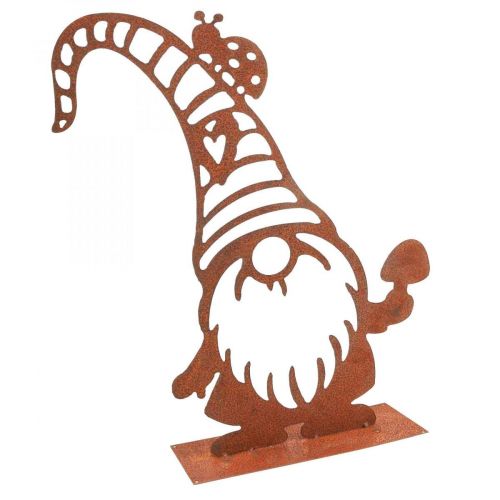 Floristik24 Patinovaný ozdobný gnome kovový ozdobný stojan V43cm