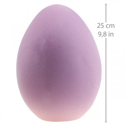Floristik24 Velikonoční vajíčko plastové ozdobné vajíčko fialová lila vločkovaná 25cm
