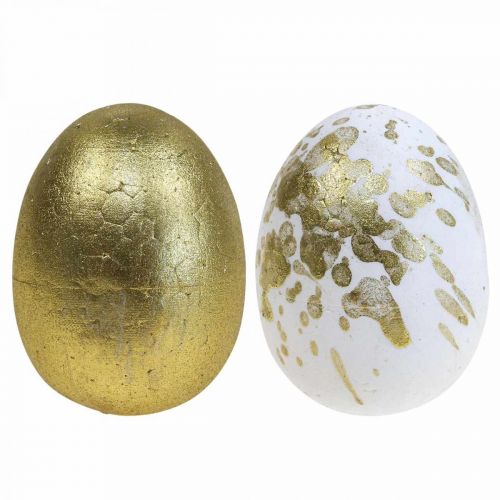 Floristik24 Polystyrénová vajíčka Polystyrénová kraslice dekorace z bílého zlata 5cm 12ks