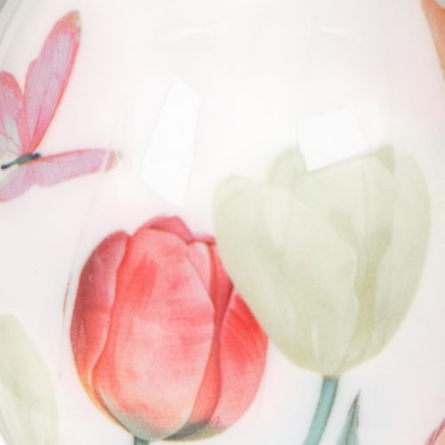 položky Velikonoční dekorace na vajíčka, motiv tulipánů se stuhou k zavěšení a jarní dekoraci, 6 cm, 12 kusů